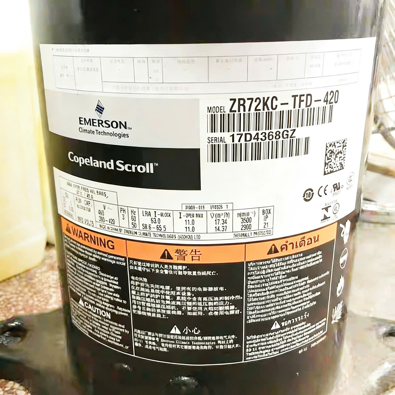 Máy Nén ZR72KC-TFD-420 Sẵn Tại Kho Dương Hiếu Máy Nén ZR72KC-TFD-420 Sẵn Tại Kho Dương Hiếu